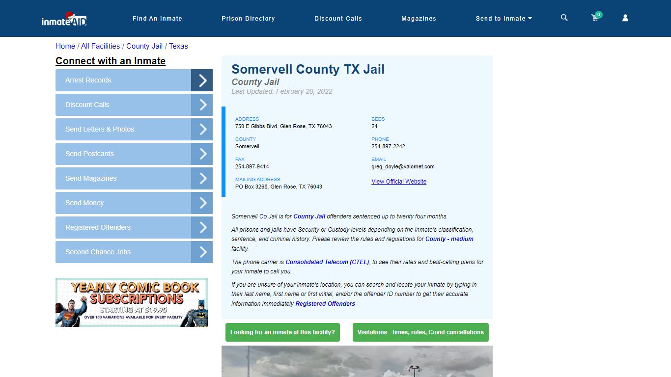 Somervell County TX Jail - Inmate Locator - Glen Rose, TX