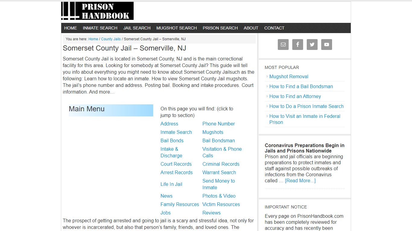 Somerset County Jail – Somerville, NJ - Prison Handbook