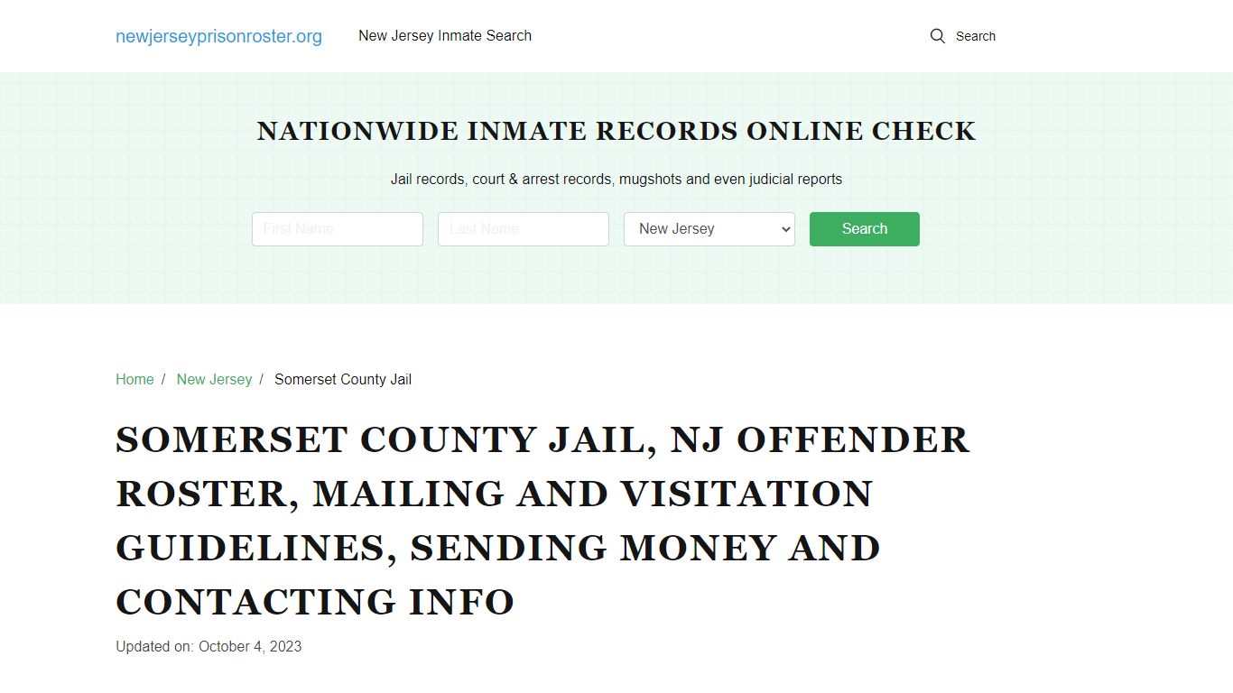 Somerset County Jail, NJ: Inmate Search, Visitation & Contact Info